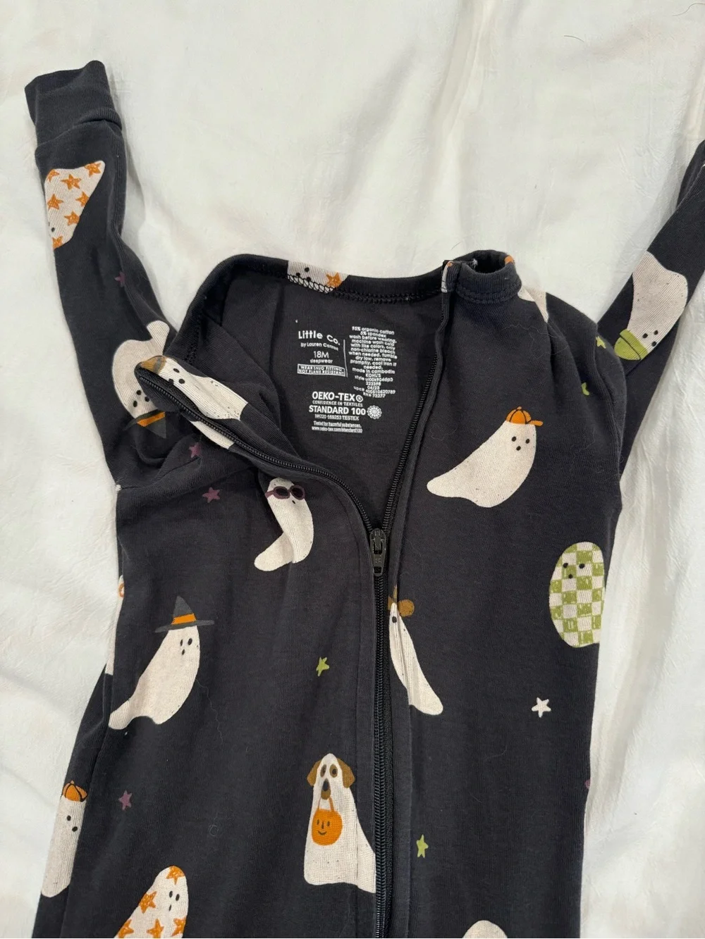 Little Co Halloween Ghost Zip Pajamas PJs